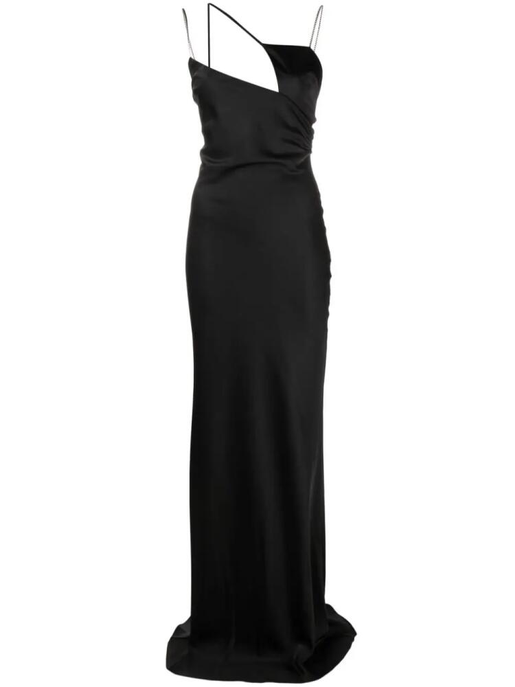 The Attico Melva cut-out satin gown - Black Cover