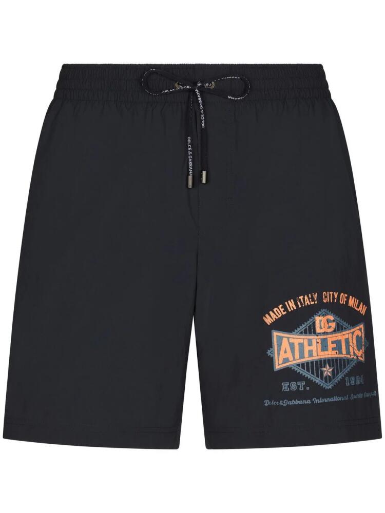 Dolce & Gabbana Athletic-print swim shorts - Black Cover