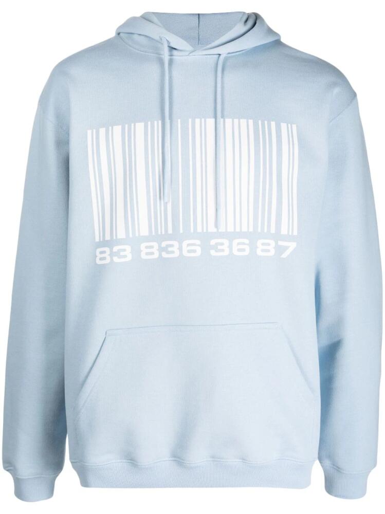 VTMNTS 'Big Barcode' cotton-blend hoodie - Blue Cover