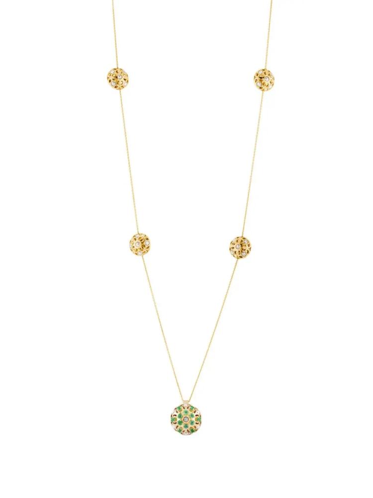 Officina Bernardi 18kt yellow gold Damasco Station emerald necklace Cover