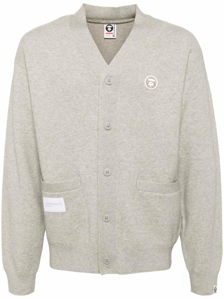 AAPE BY *A BATHING APE® logo patched cardigan - Grey Cover