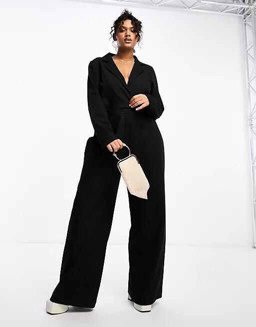 Pretty Lavish Curve cut-out tailored jumpsuit in black-Silver Cover