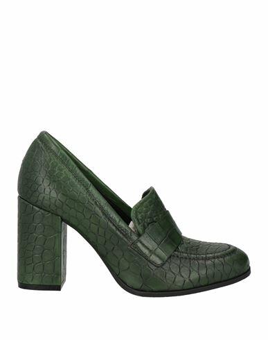 Carmens Woman Loafers Green Leather Cover