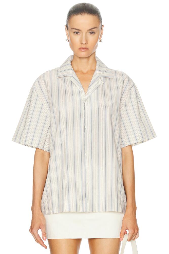 WAO Textured Stripe Camp Shirt in White Cover