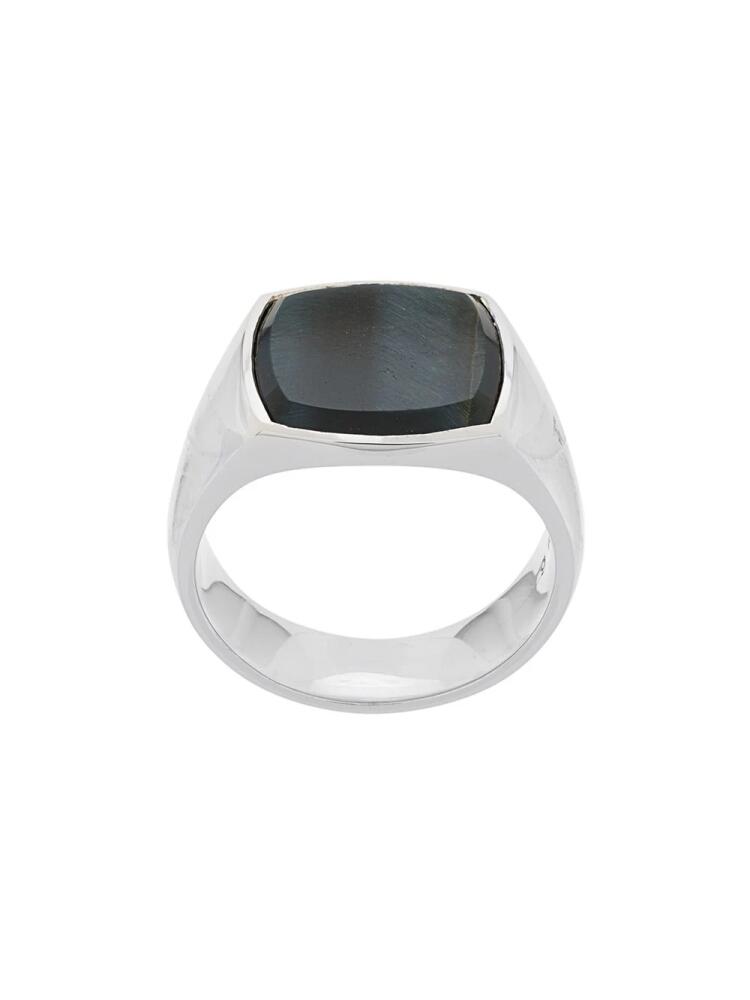 Tom Wood Cushion Blue Hawk Eye signet ring - Silver Cover