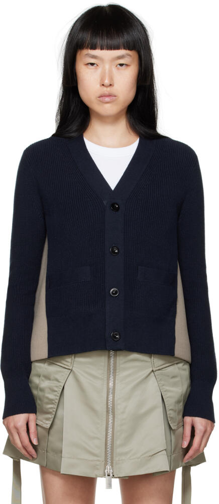 sacai Navy & Beige Suiting Cardigan Cover