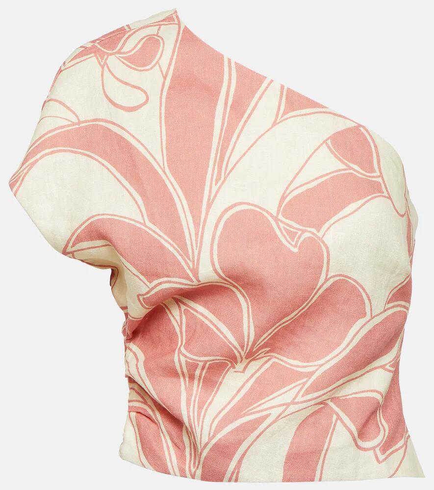 SIR Belletto printed one-shoulder linen top Cover