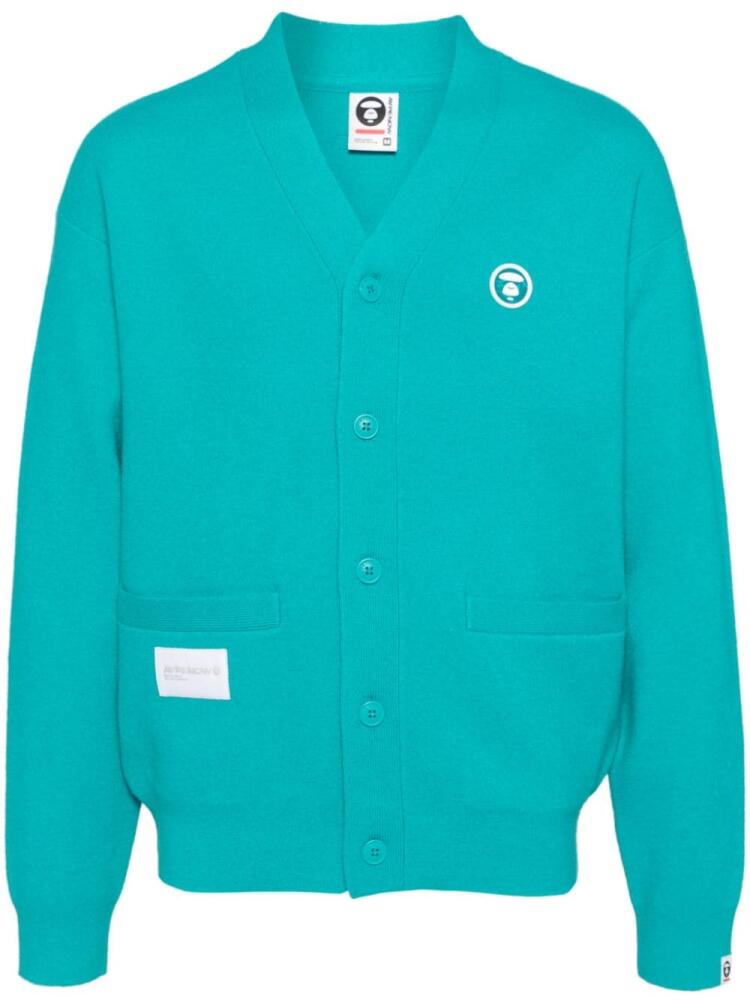 AAPE BY *A BATHING APE® logo patched cardigan - Green Cover