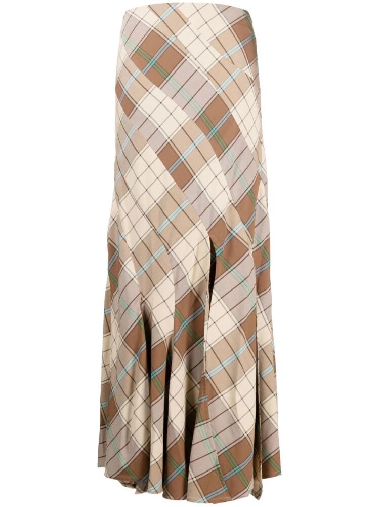 A.W.A.K.E. Mode plaid mermaid maxi skirt - Brown Cover