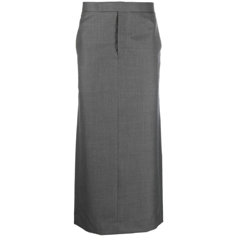 Thom Browne Mens Med Grey Twill Low Rise Maxi Pencil Skirt Cover