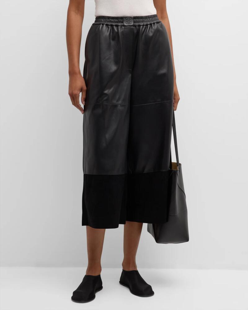 Loewe Cropped Leather and Suede Trousers Cover