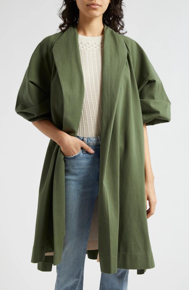 MILLE Josephine Gathered Sleeve Cotton Coat in Olive Cover