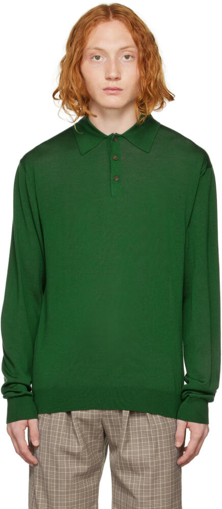 King & Tuckfield Green Classic Long Sleeve Polo Cover