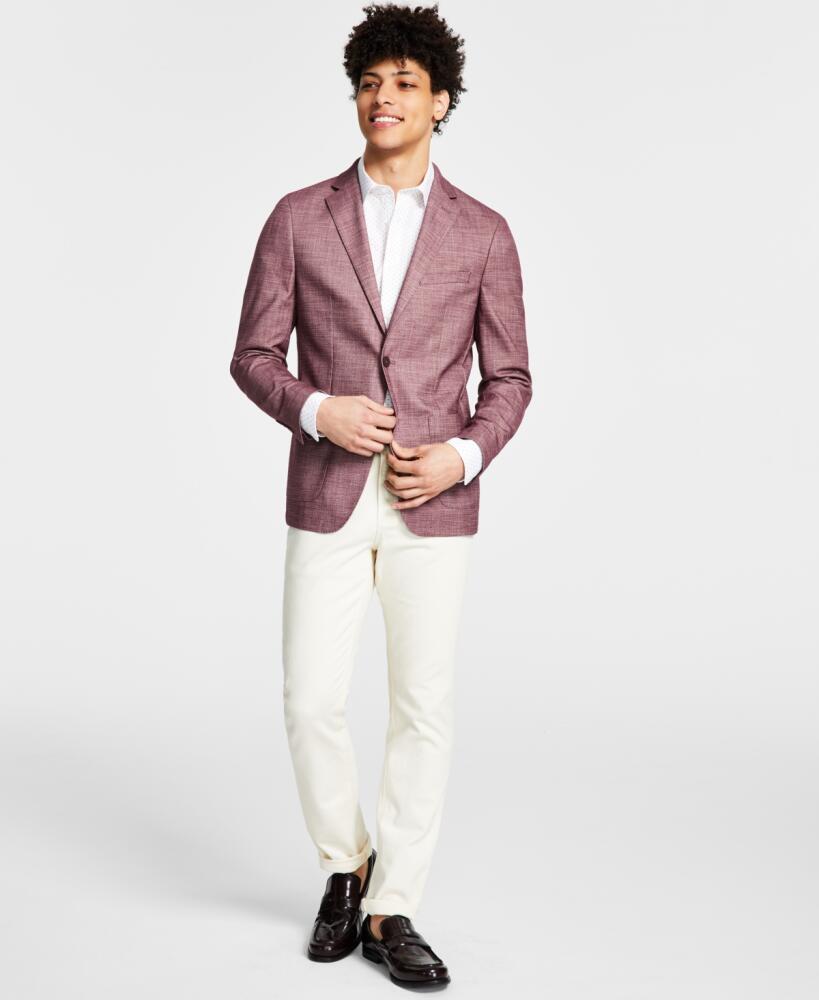 Calvin Klein Men's Solid Slim-Fit Soft Sport Coat - Raspberry Cover