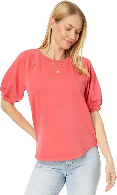 Mod-o-doc Lightweight French Terry Raglan Puff Short Sleeve Tee (Living Coral) Women's Clothing Cover