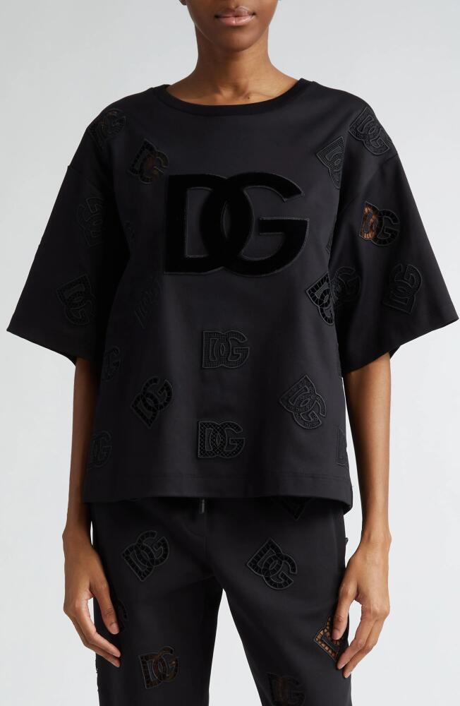 Dolce & Gabbana Logo Appliqué Oversize T-Shirt in N0000Nero Cover