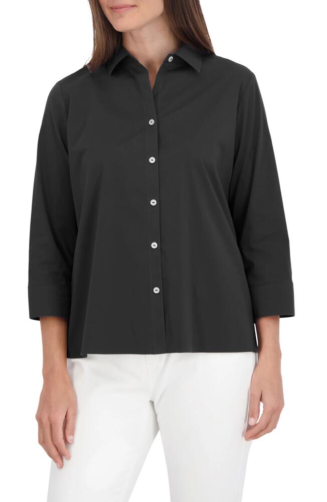 Foxcroft Sanda Cotton Blend Button-Up Shirt in Black Cover