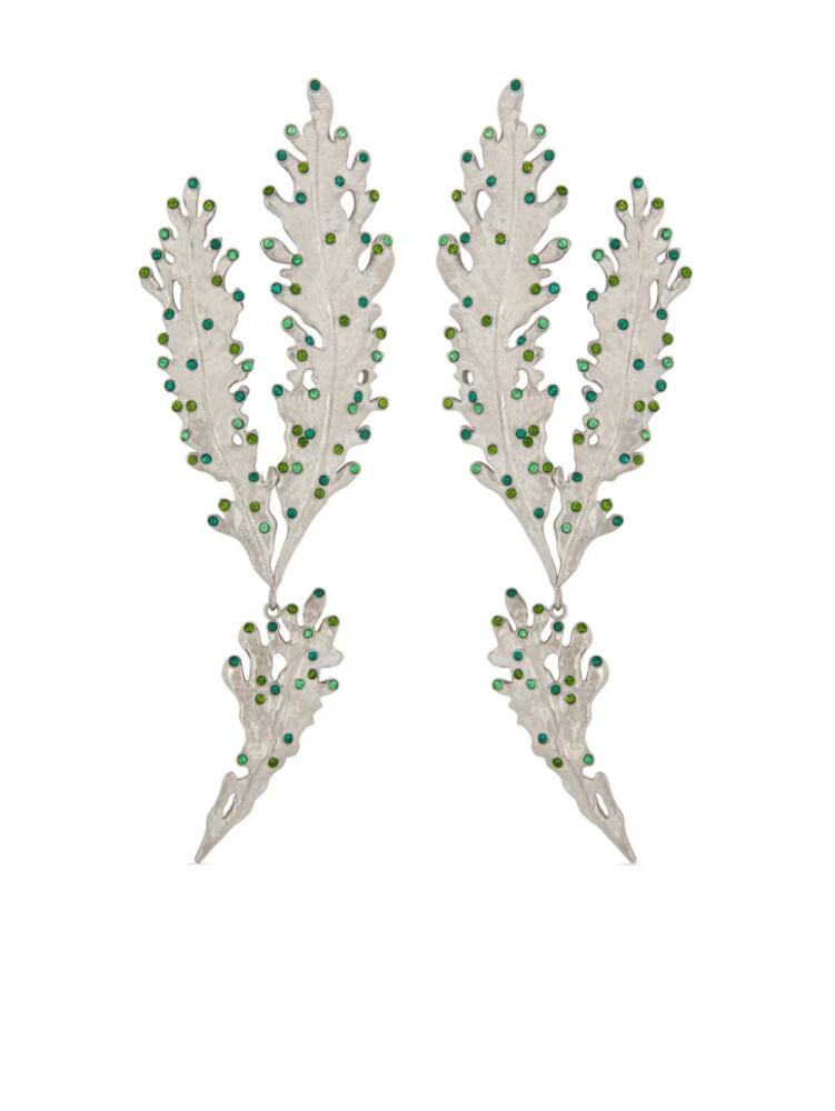 Oscar de la Renta Cactus Branch crystal-embellished stud earrings - Silver Cover