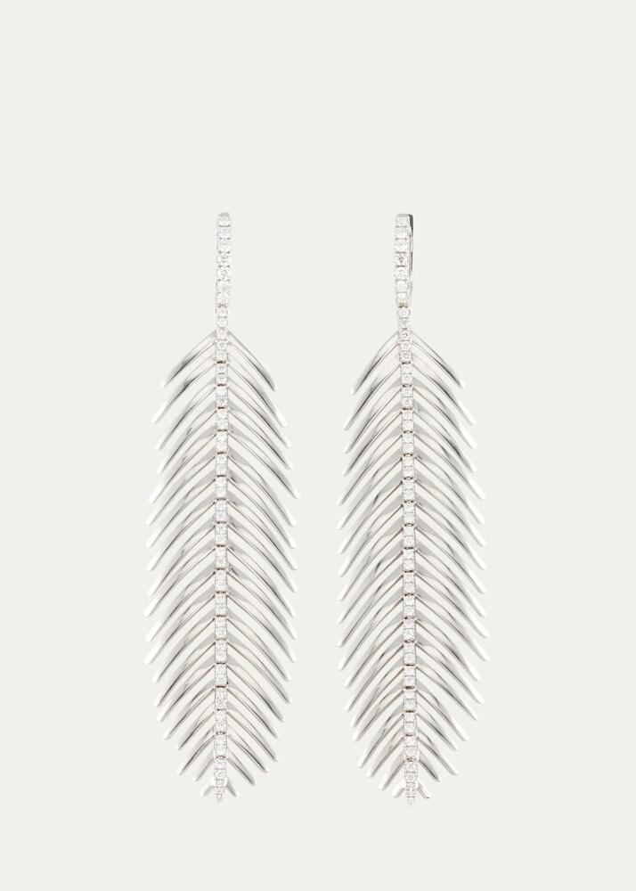 Sidney Garber 18K White Gold Diamond Spine Feathers That Move Earrings Cover