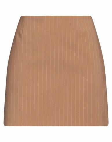 Semicouture Woman Mini skirt Camel Polyester, Virgin Wool, Elastane Cover