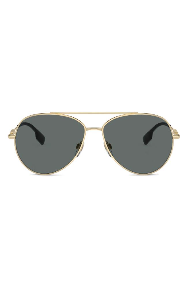 burberry 58mm Polarized Pilot Sunglasses in Light Gold Cover