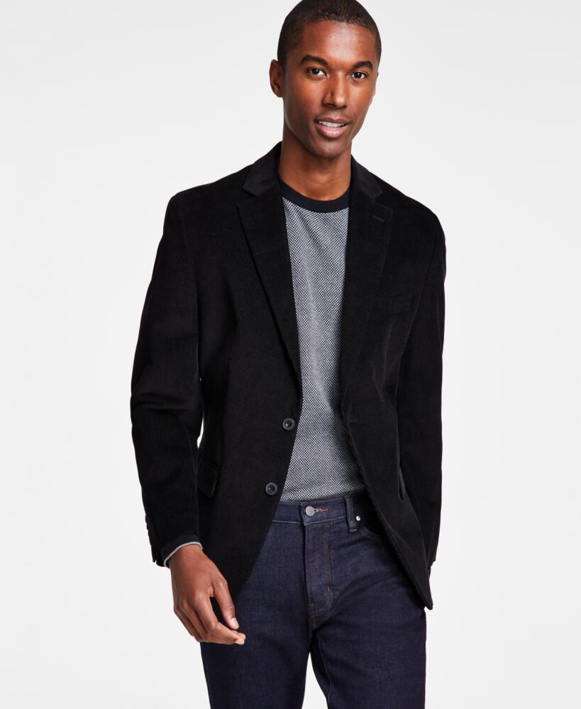 Michael Kors Men's Modern-Fit Stretch Corduroy Solid Sport Coat - Black Cover