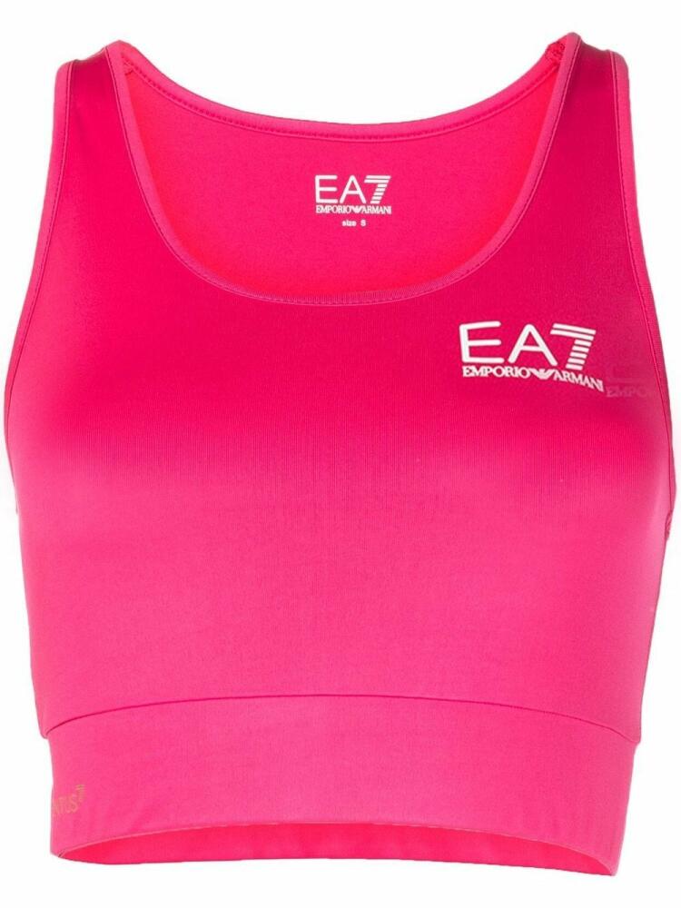 Ea7 Emporio Armani logo-print sports bra - Pink Cover