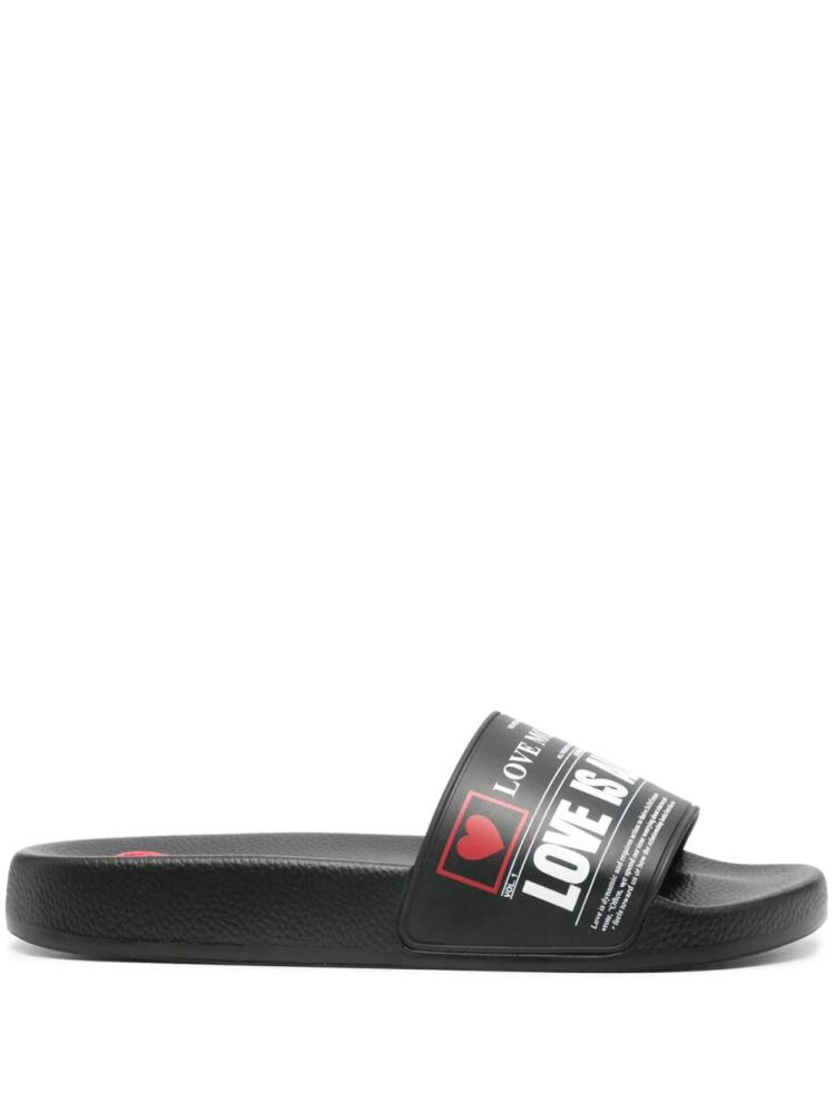 Love Moschino text-print slides - Black Cover