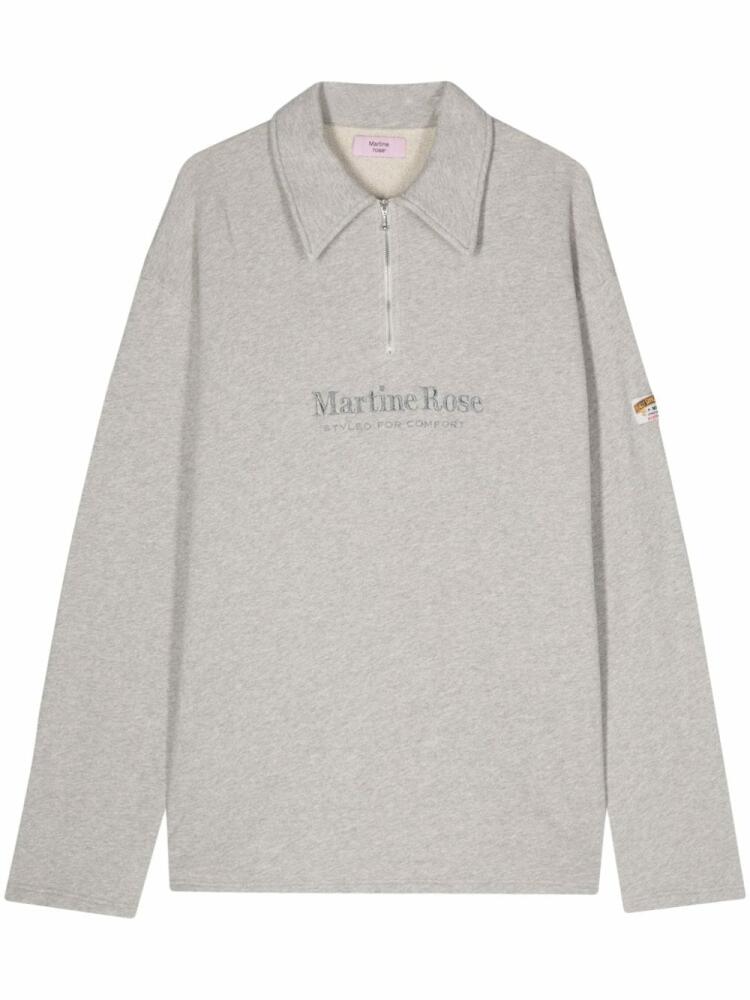 Martine Rose logo-embroidered cotton polo shirt - Grey Cover