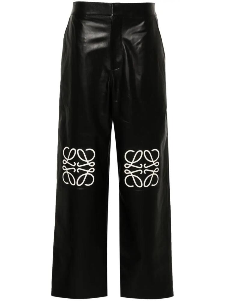 LOEWE Anagram-motif leather palazzo pants - Black Cover