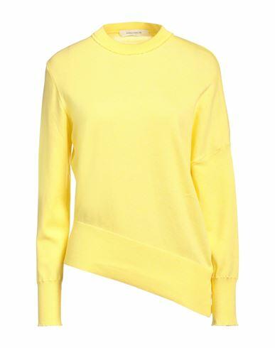 Cedric Charlier Woman Sweater Yellow Cotton, Cashmere Cover