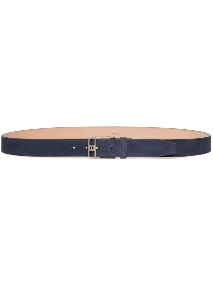 Bally Brett suede logo-buckle belt - Blue Cover