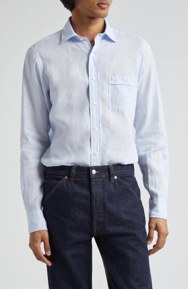 Drake's Linen Button-Up Shirt in Sky Blue Cover