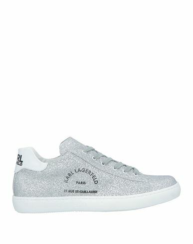 Karl Lagerfeld Woman Sneakers Silver Soft Leather Cover