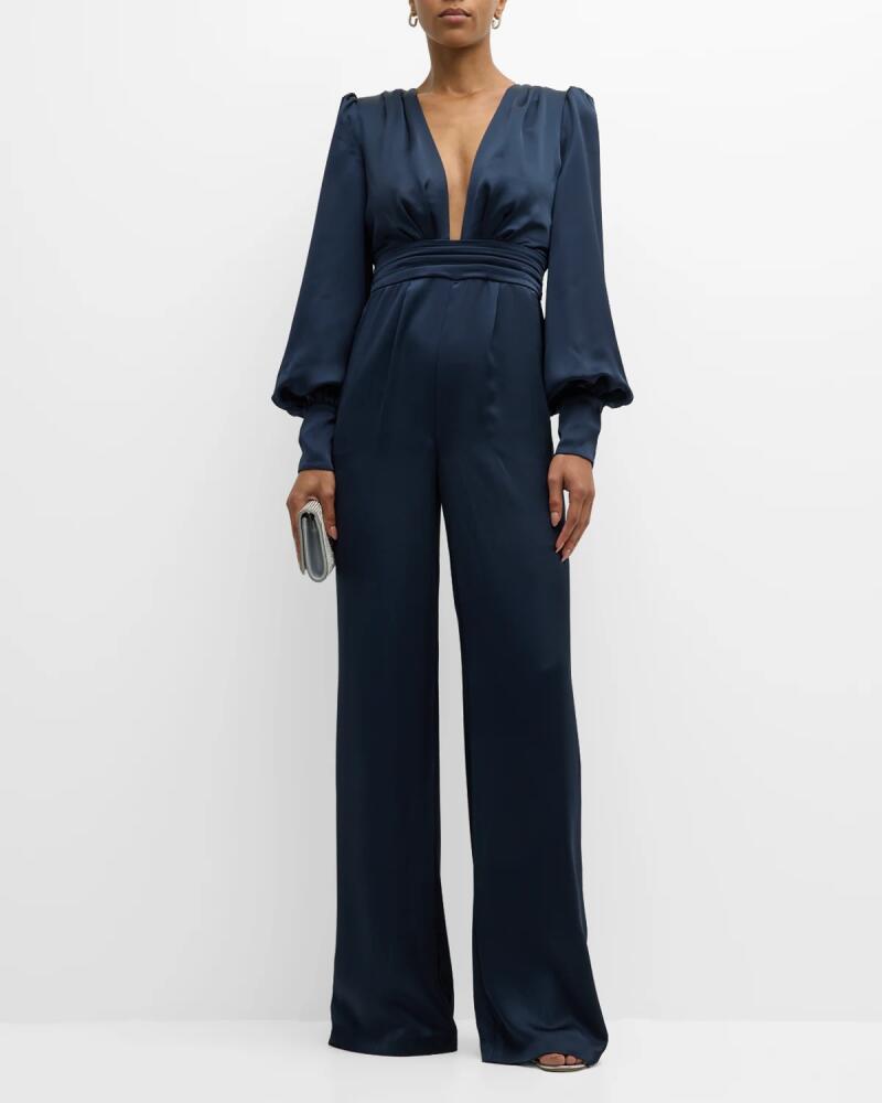 Ramy Brook Madelane Pleated Deep V-Neck Jumpsuit Cover