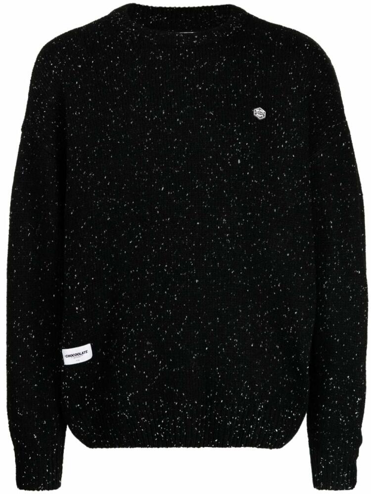 CHOCOOLATE logo-appliqué mélange-effect jumper - Black Cover