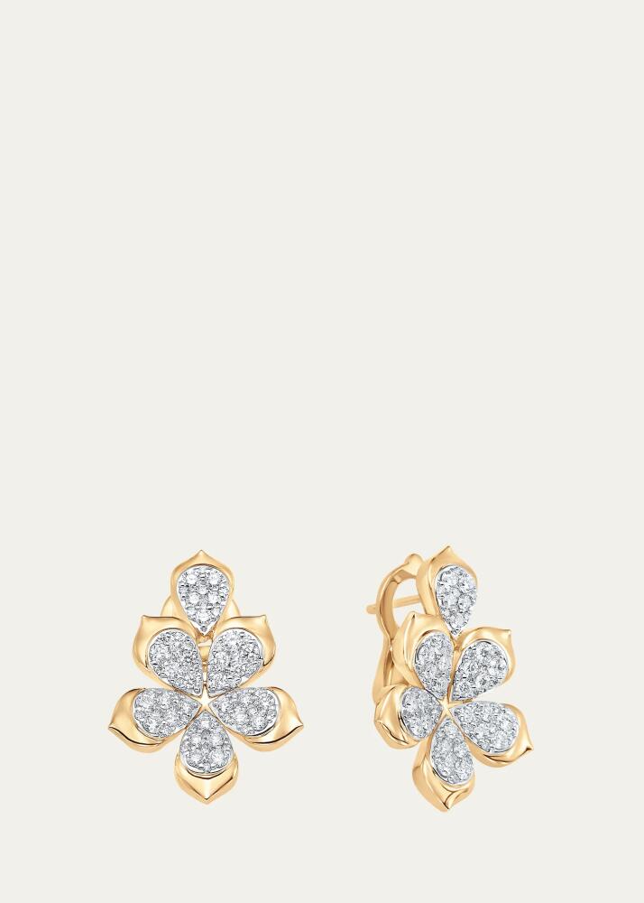 Sara Weinstock 18K Two-Tone Gold Lierre Diamond Partial Pear Flower Stud Earrings Cover