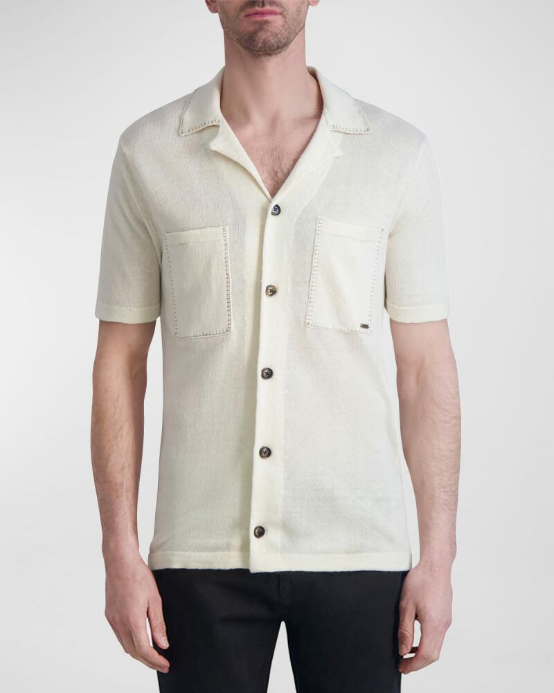 Karl Lagerfeld Paris White Label Men's Knit Button-Down Shirt Cover