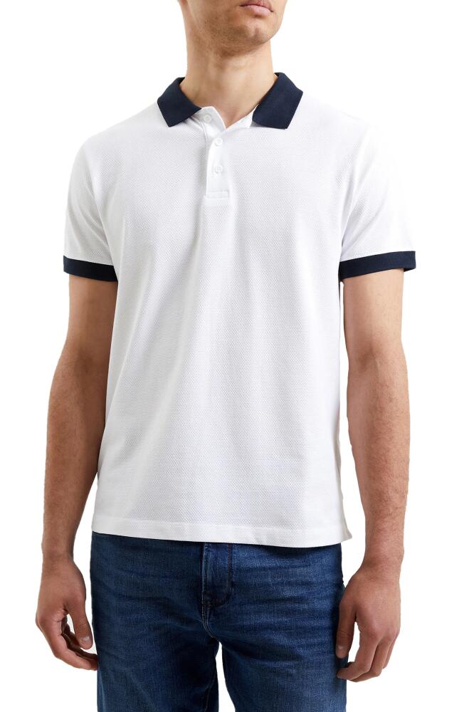 French Connection Popcorn Cotton Polo in 10-White-Marine Blue Cover