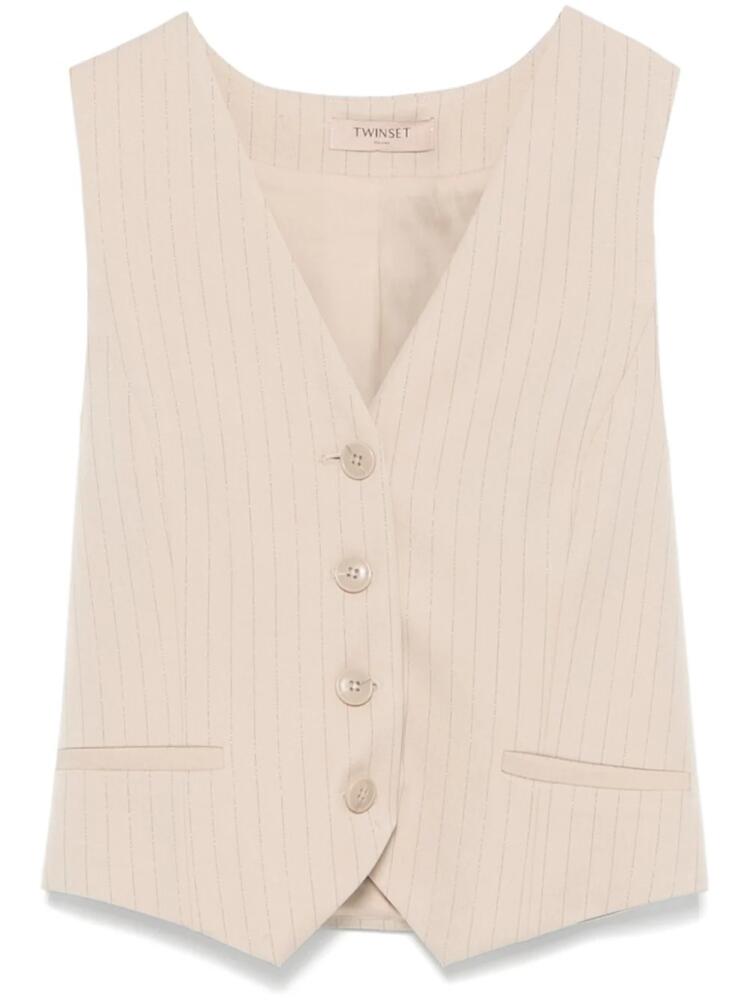 TWINSET lurex pinstripe waistcoat - Neutrals Cover