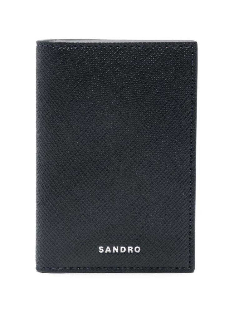 SANDRO leather bi-fold card holder - Blue Cover