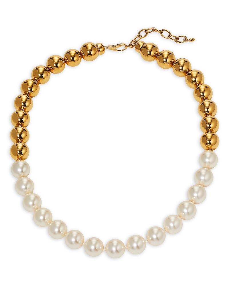 Nadri Farrah Imitation Pearl Beaded Collar Necklace in 18K Gold Plated, 19 Cover