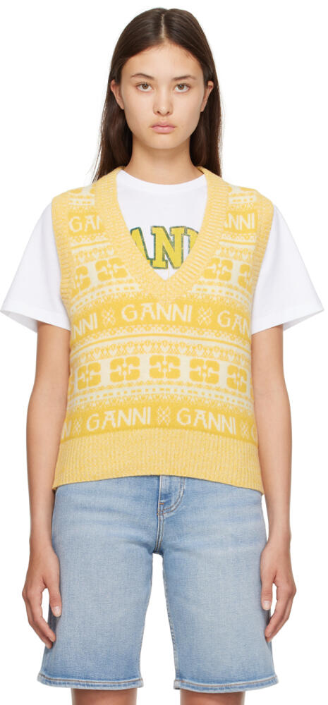 GANNI Yellow V-Neck Vest Cover