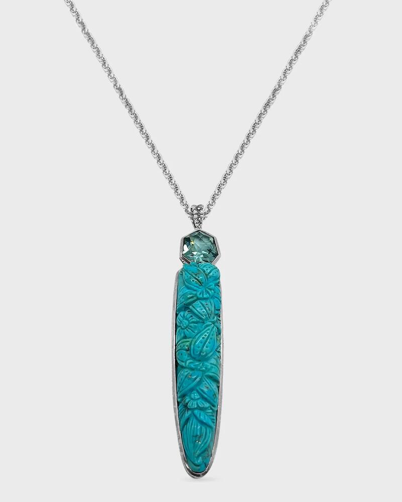 Stephen Dweck Turquoise and Galatical Blue Topaz Pendant Necklace Cover