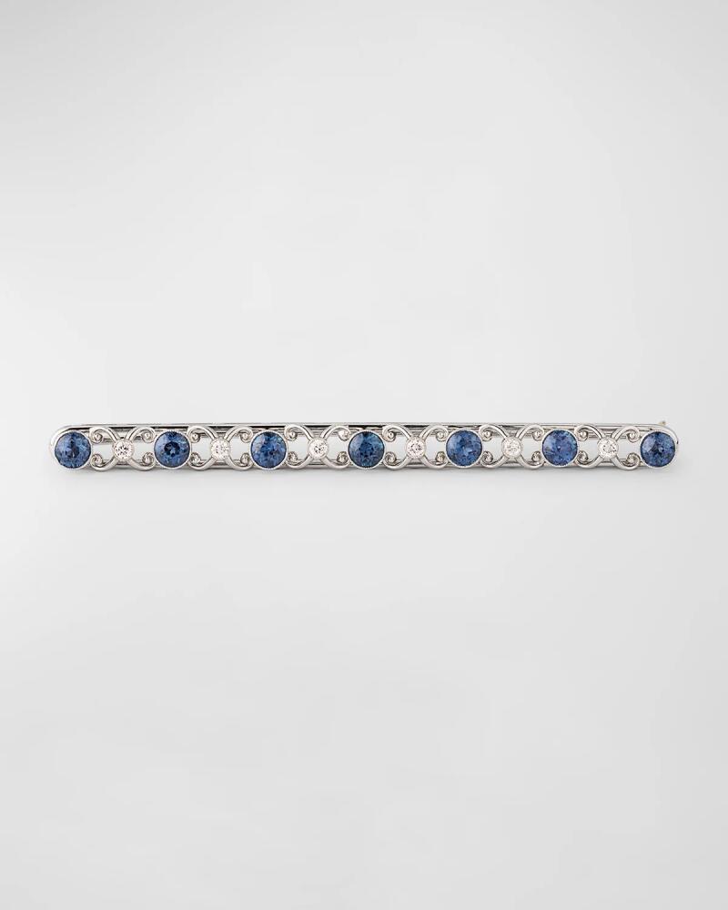 NM Estate Estate Platinum Sapphire and Diamond Bar Pin Cover