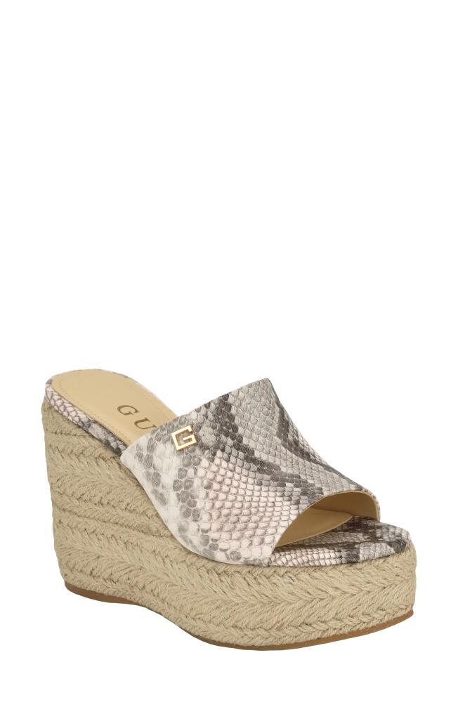 GUESS Evba Espadrille Platform Wedge Sandal in Taupe/Grey Cover