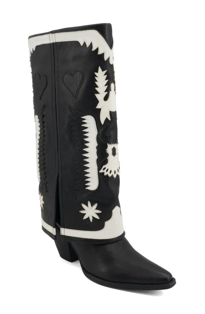 ZIGI Hungria Knee High Western Boot in Black Leather Cover