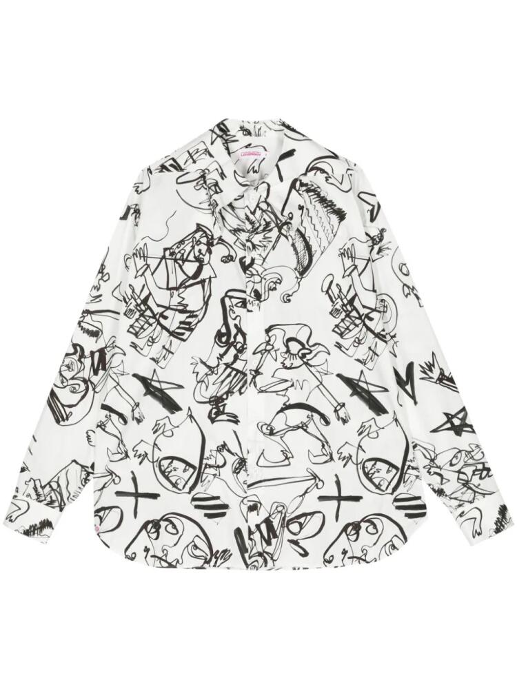 Charles Jeffrey Loverboy sketch-print organic cotton shirt - White Cover