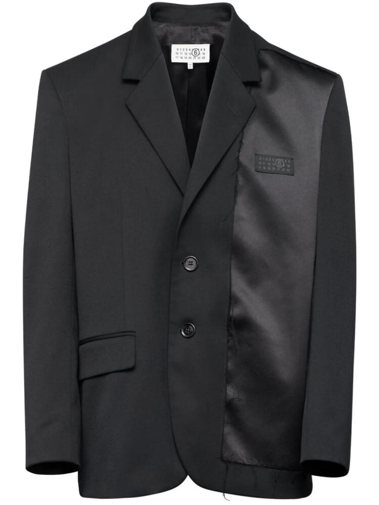 MM6 Maison Margiela logo-patch single-breasted blazer - Black Cover