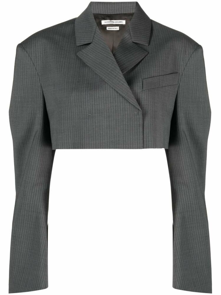 ALESSANDRO VIGILANTE ribbed cropped blazer - Grey Cover